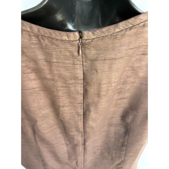 Vintage Key Wear Brown Mini Dress Size L Retro Bow Detail Earthy Feminine - Picture 6 of 11